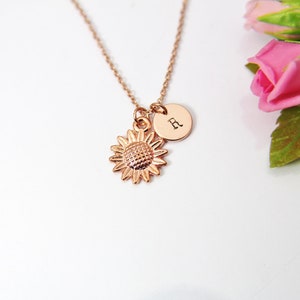 Rose Gold Sunflower Charm Necklace, FN1573 image 2