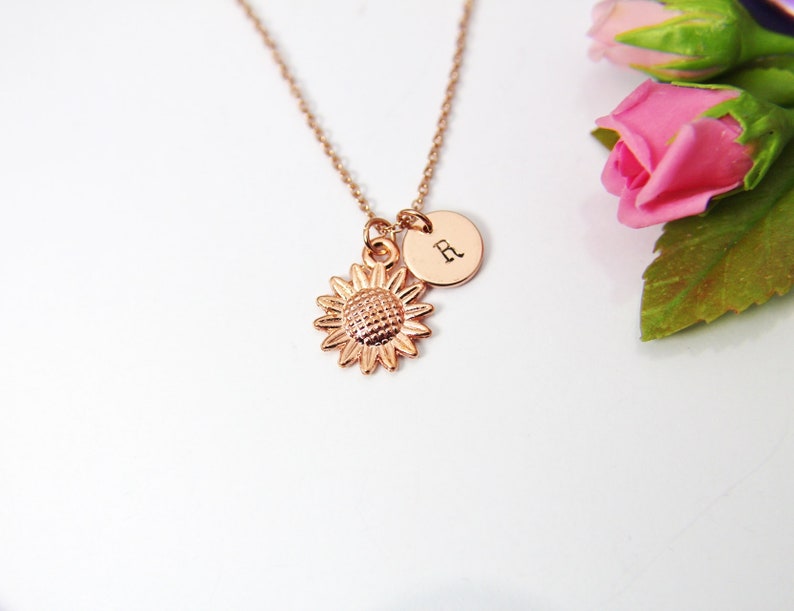 Rose Gold Sunflower Charm Necklace, FN1573 image 2