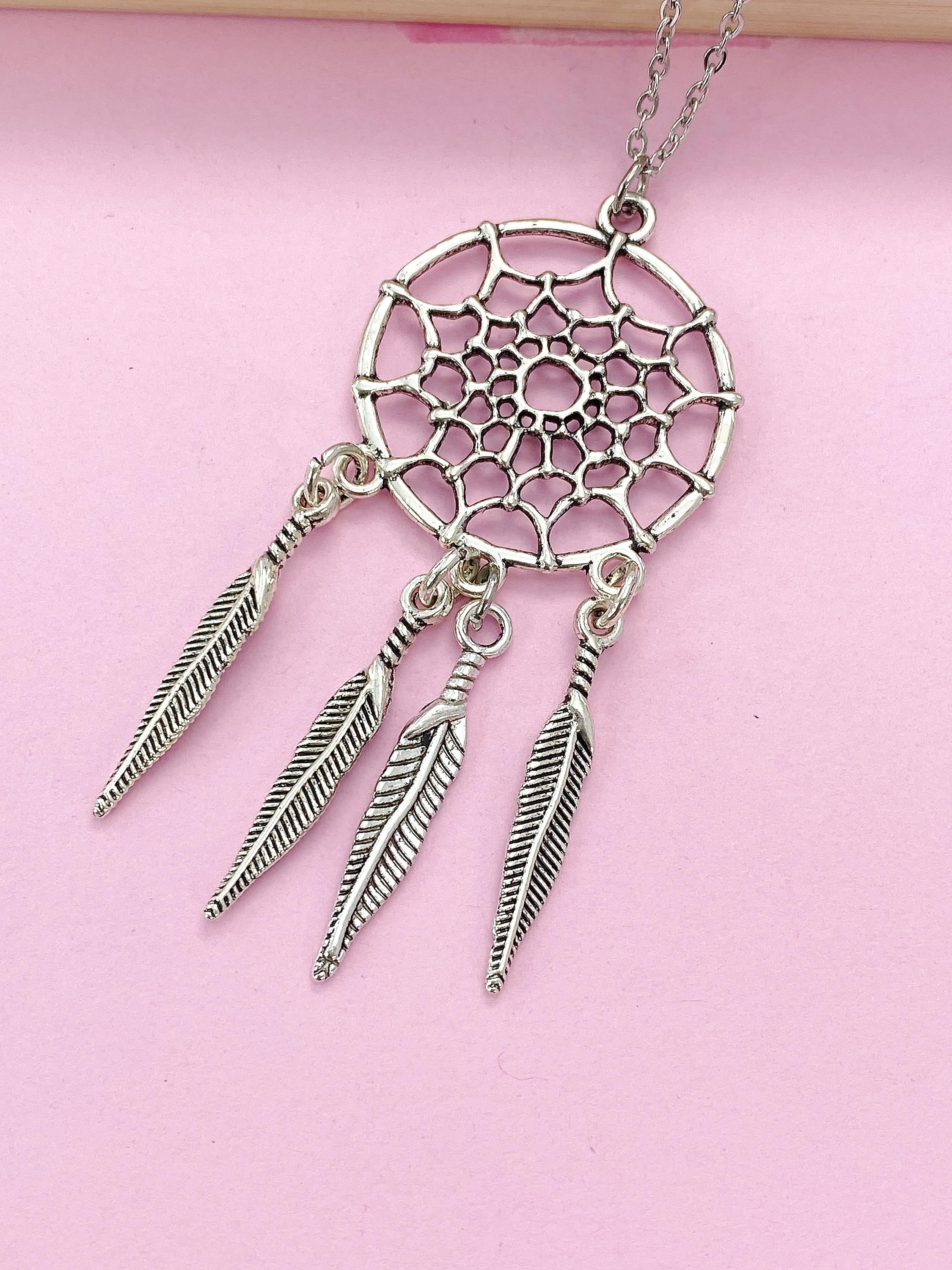 Silver Dreamcatcher Charm Necklace, N1009