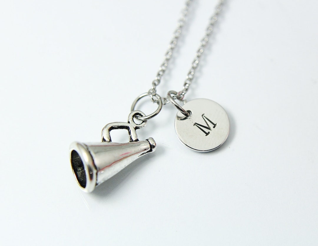 Cheerleader Necklace, Megaphone Necklace, Cheerleader Charm, Megaphone