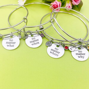 Silver No Matter What When Where Why Bracelet Option, Personalized Customized Monogram Jewelry, D309