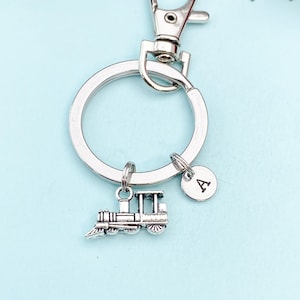 Train Locomotive Steam Engine Train Charm Keychain, Streamliner, Personalized Gift, N2206A