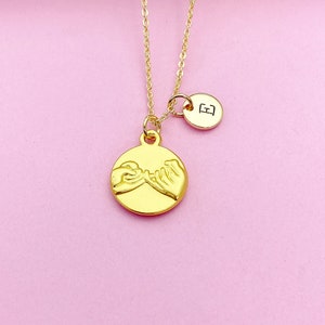 Gold Pinky Promise Charm Necklace Best Friends Gifts, Personalize Customize Charm Necklace, N5344