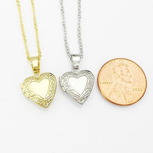 Silver Tiny Heart Locket Necklace, Best Valentine Gift, Delicate Necklace, Dainty, Simple, Minimalist, Gold Chain Necklace, N5077 image 9