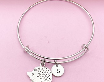 Silver Hedgehog Charm Bracelet, Hedgehog Porcupine Pet, N2243