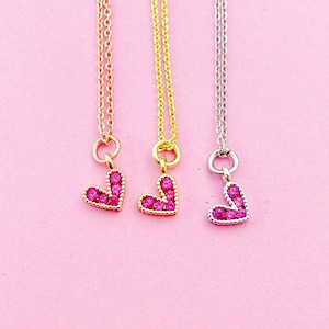 Gold Tiny Heart Charm Necklace, N2347B