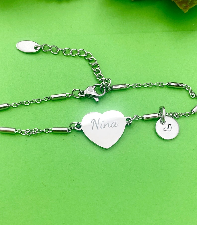 Best Christmas Gift for Nina, Nina Bracelet, Stainless Steel Heart Bracelet, Best Nina Jewelry, Personalized Gifts, D267 image 3