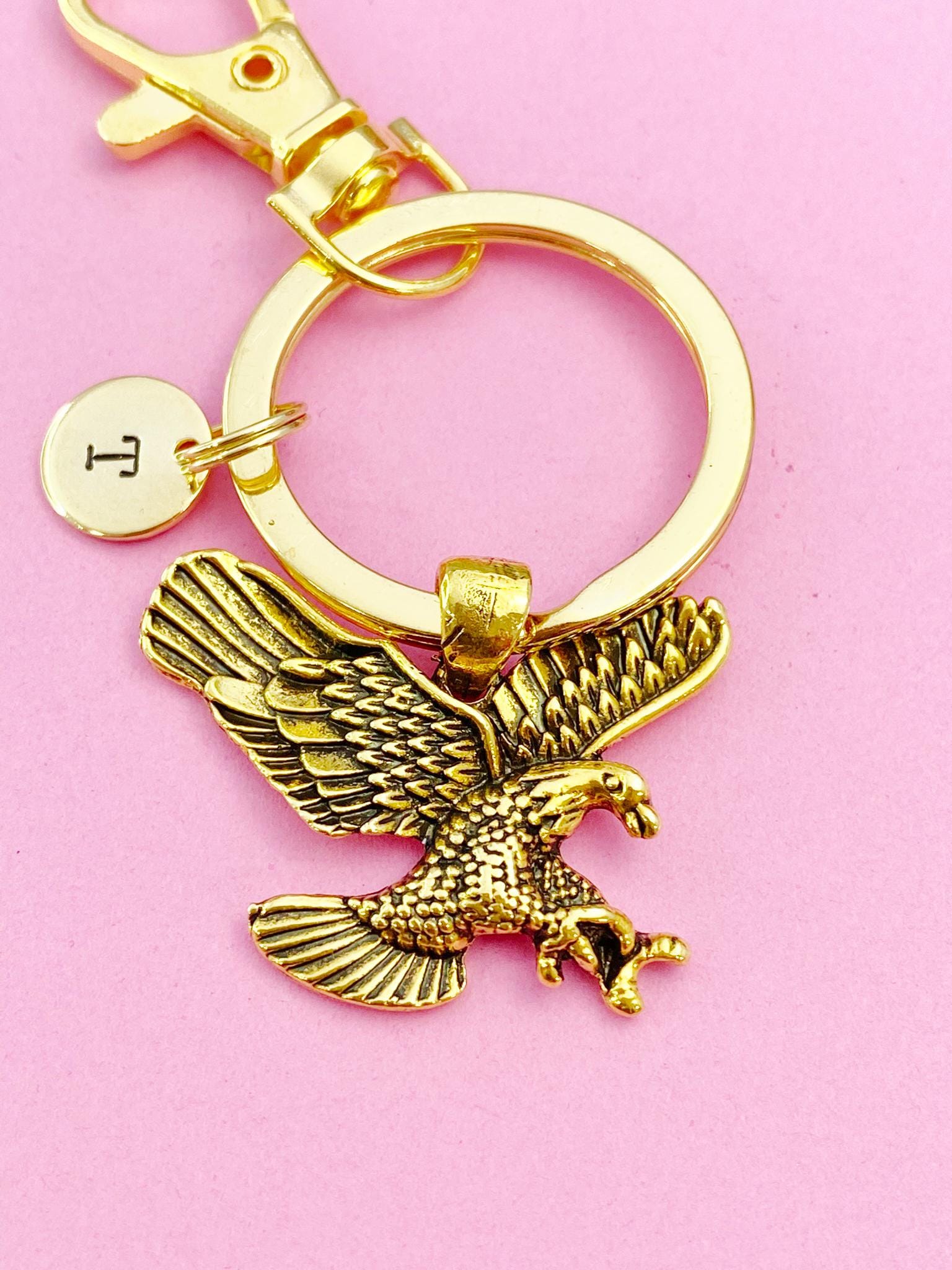CALEE CONCHO KEY RING イーグル　真鍮 Gold Flying Eagle Charm Keychain, N3669C - Etsy