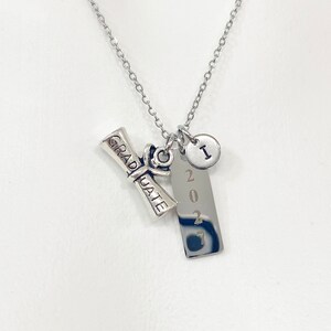 Silver Graduation Necklace Personalized Customized Monogram Jewelry ...