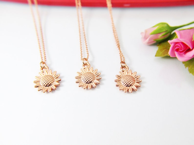 Bridal Jewelry N1578 Wedding Jewelry Wedding Gift Maid of Honor Bridesmaid Proposal Rose Gold Sunflower Necklace Bridesmaid Gift