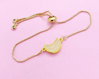 Gold Crescent Moon Bracelet Crescent Bridesmaid Gift Personalize Customize Jewelry, N5564