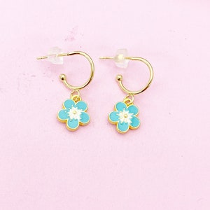 Gold Cherry Blossom Earrings, Sakura Japanese Girl Friends Jewelry Gifts, N5301A