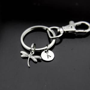 Dragonfly Gift Dragonfly Keychain Silver Dragonfly Charm Keychain Dragonfly Charm Dragonfly Jewelry Personalized Keychain Initial Charm