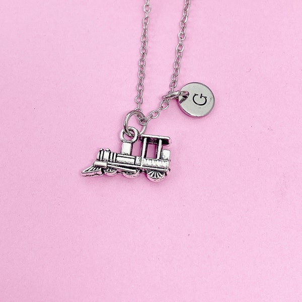 Silver Train Locomotive Necklace, Steam Train Charm, Steam Engine Train Charm, Streamliner Charm, Personalized Gift, N2206