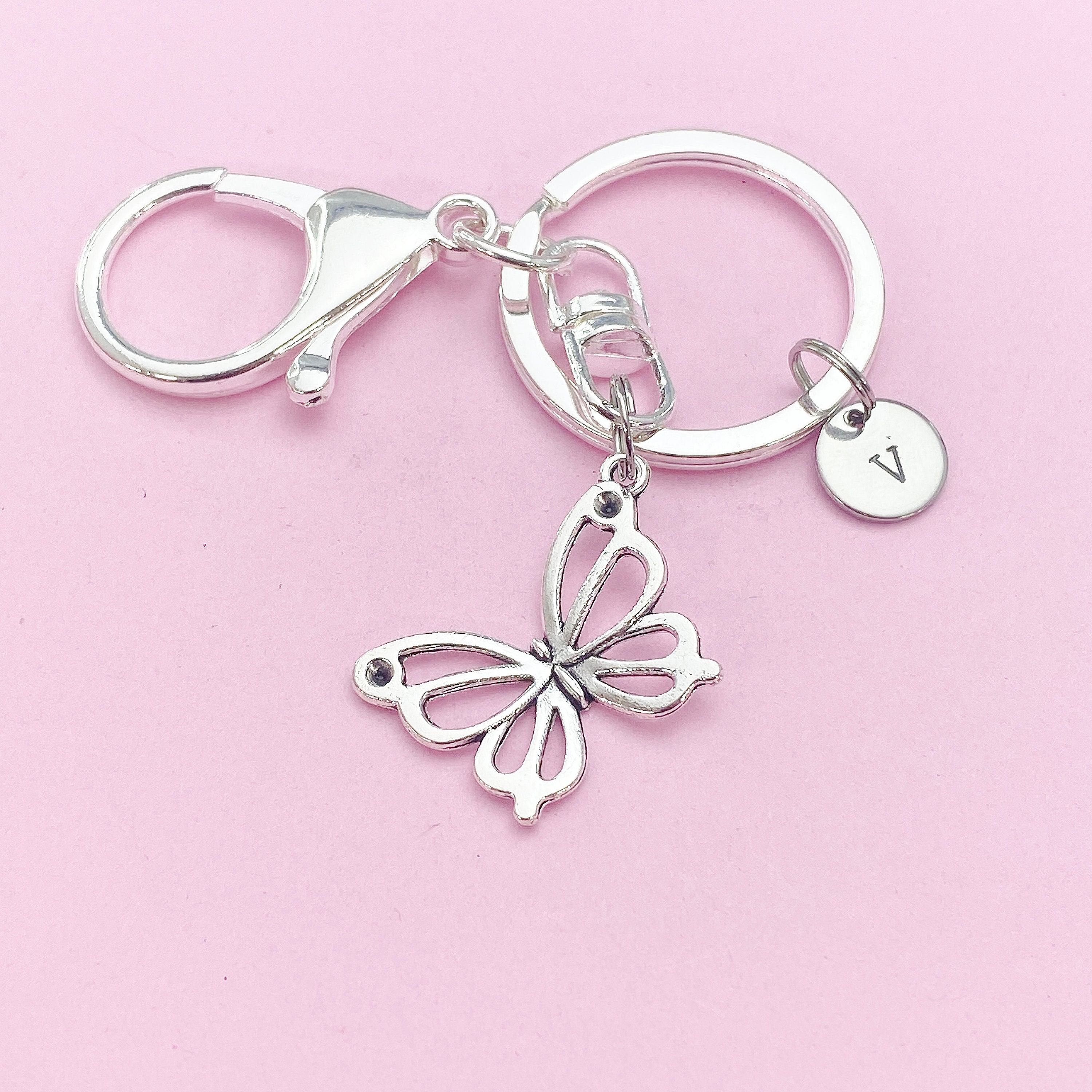 Silver Butterfly Charm Keychain, N131R - Etsy