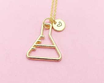 Gold Beaker Charm Necklace Personalized Customized Monogram Made to Order Jewelry, N5410