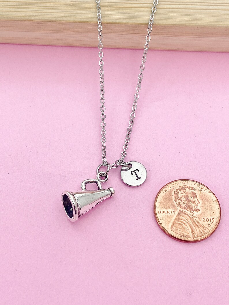 Cheerleader Megaphone Charm Necklace, Initial Pendant bild 9