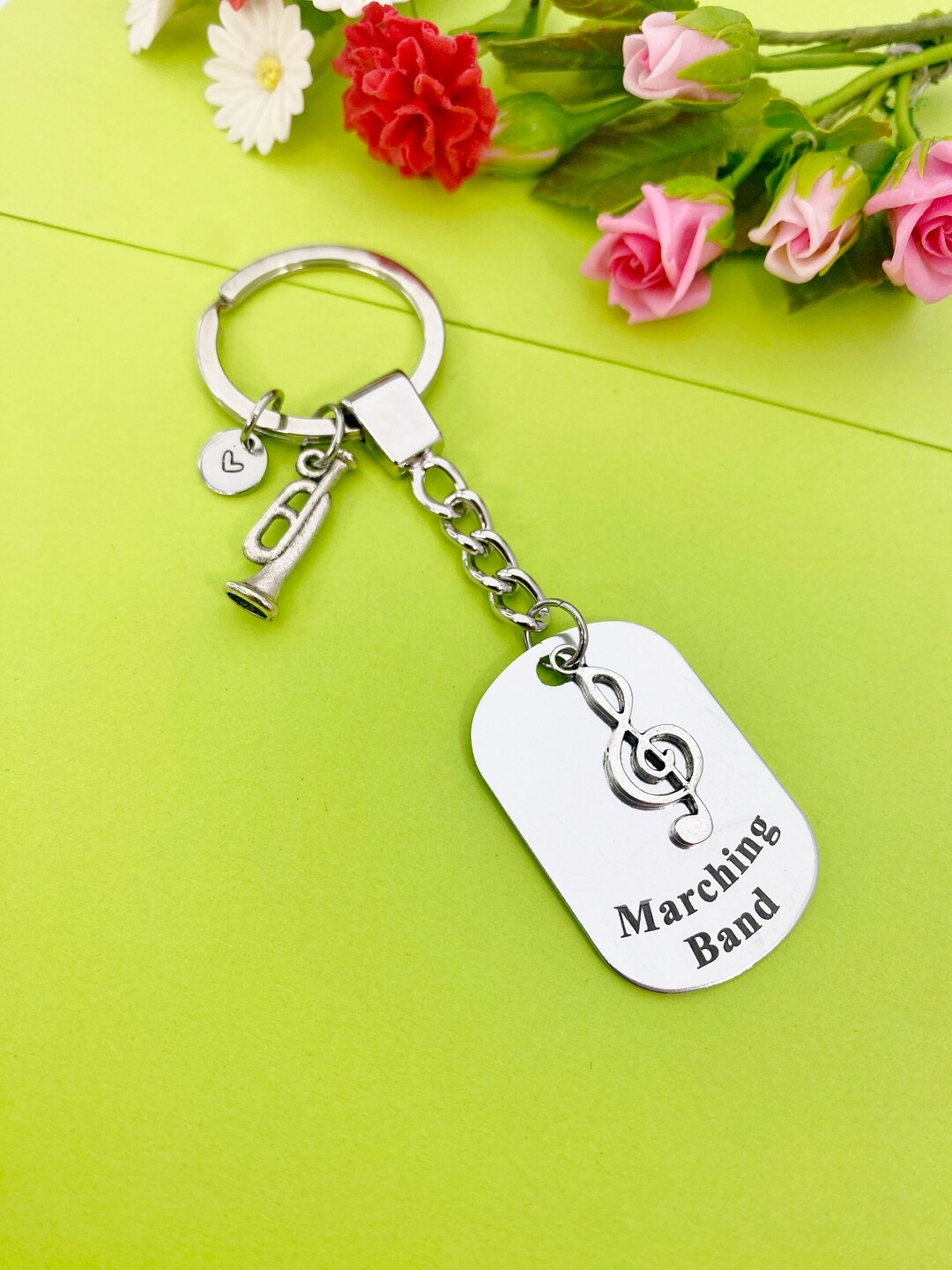 Keychain With Personalized Initial Charm Etsy