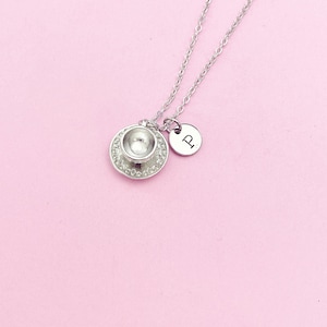 Cup and Saucer Teacup Necklace in Silver, Tea Party Gift, N811 image 6