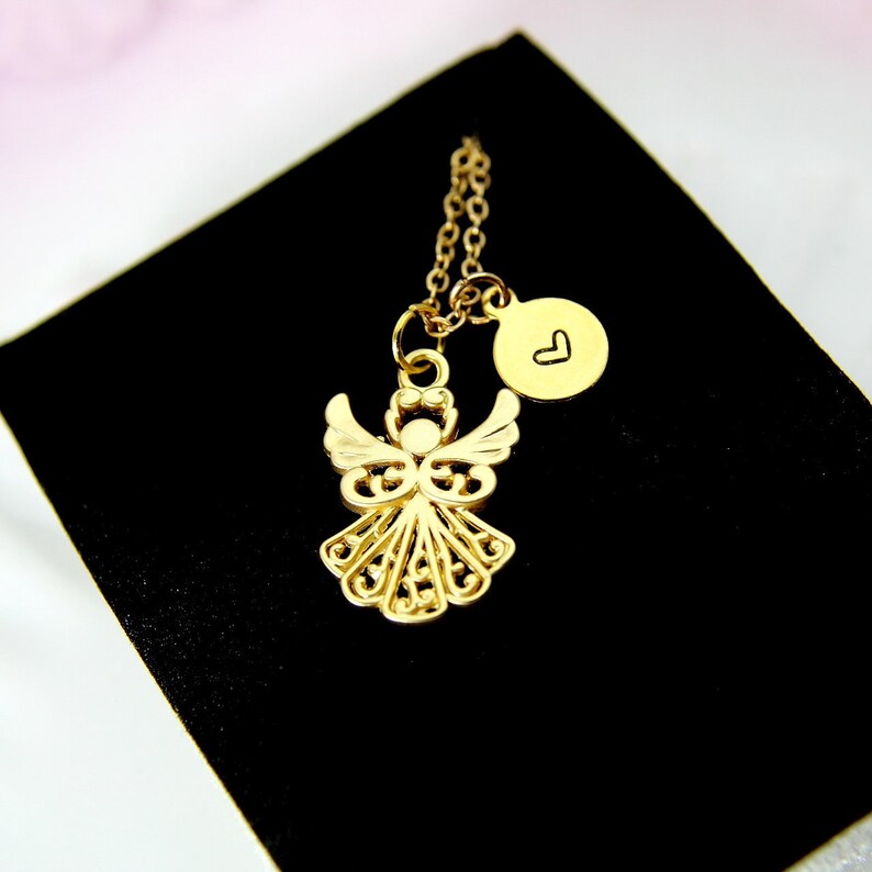 Guardian Angel Necklace Guardian Angel Charm Necklace Gold Etsy
