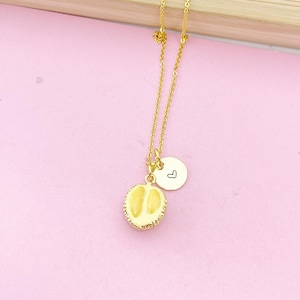 Gold Durian Fruit Charm Necklace, Birthday Gift, N5165