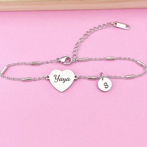 Yaya Gifts, Yaya Bracelet, Stainless Steel Heart Bracelet, Yaya Jewelry, Mother&#39;s Day Gift, Personalized Gifts, D263