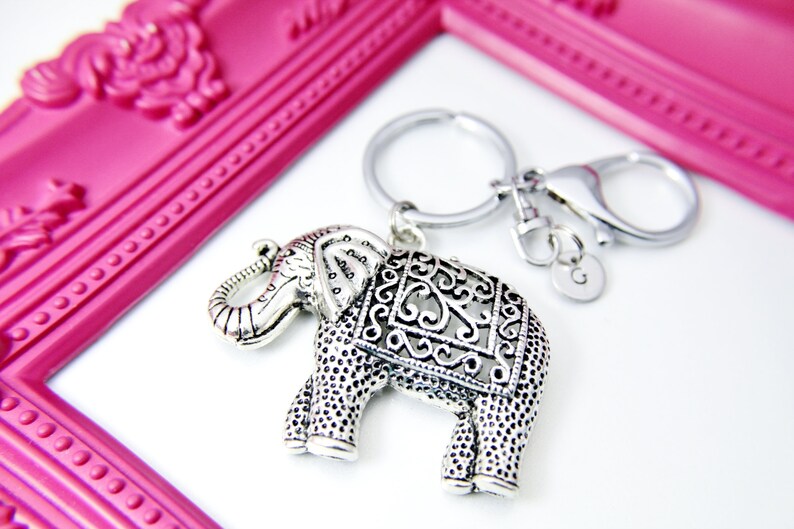 silver elephant keychain