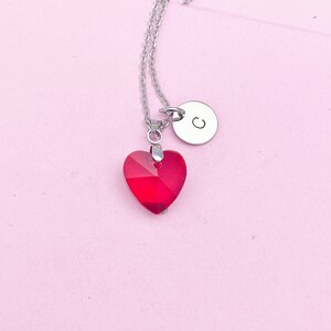 Red Heart Necklace, Red Garnet Necklace, Red January Gift, Heart Love Necklace, Mother&#39;s Day Gift, Sister Gift, Girlfriend Gift, N71
