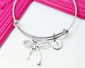 Best Christmas Gift Bow Bracelet, Silver Bow Charm Bracelet, Bow Charm, Bow Jewelry, Ribbon Bracelet, Ribbon Charm, Personalized Gift, N2120