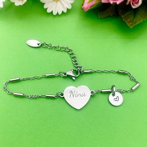 Best Christmas Gift for Nina, Nina Bracelet, Stainless Steel Heart Bracelet, Best Nina Jewelry, Personalized Gifts, D267 image 5