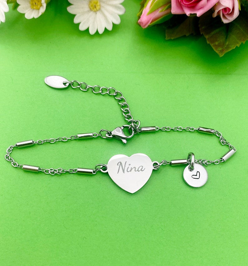 Best Christmas Gift for Nina, Nina Bracelet, Stainless Steel Heart Bracelet, Best Nina Jewelry, Personalized Gifts, D267 image 5