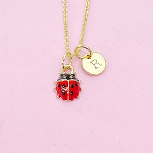 Gold Red Ladybug Insect Charm Necklace Best Seller Christmas Gifts, N4555
