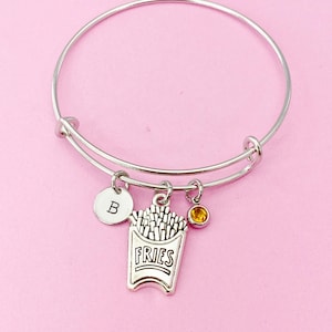 Silver French Fry Charm Bracelet, French Fries Charm, French Fry Charm, Foodie Gift, Fries Charm, Personalized Gift, N1516