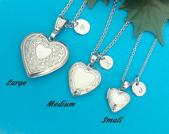 Best Christmas Gift Silver Heart Flower Locket Pendant Necklace, Love Necklace, Keepsake Photo Frame Charm, Stainless Steel Locket, N5128