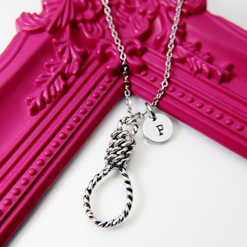 Halloween Necklace, Silver Hangman's Noose Necklace, Hangman's Knot Charm, Rope Charm, Noose Charm, Lasso Charm, Halloween Gift
