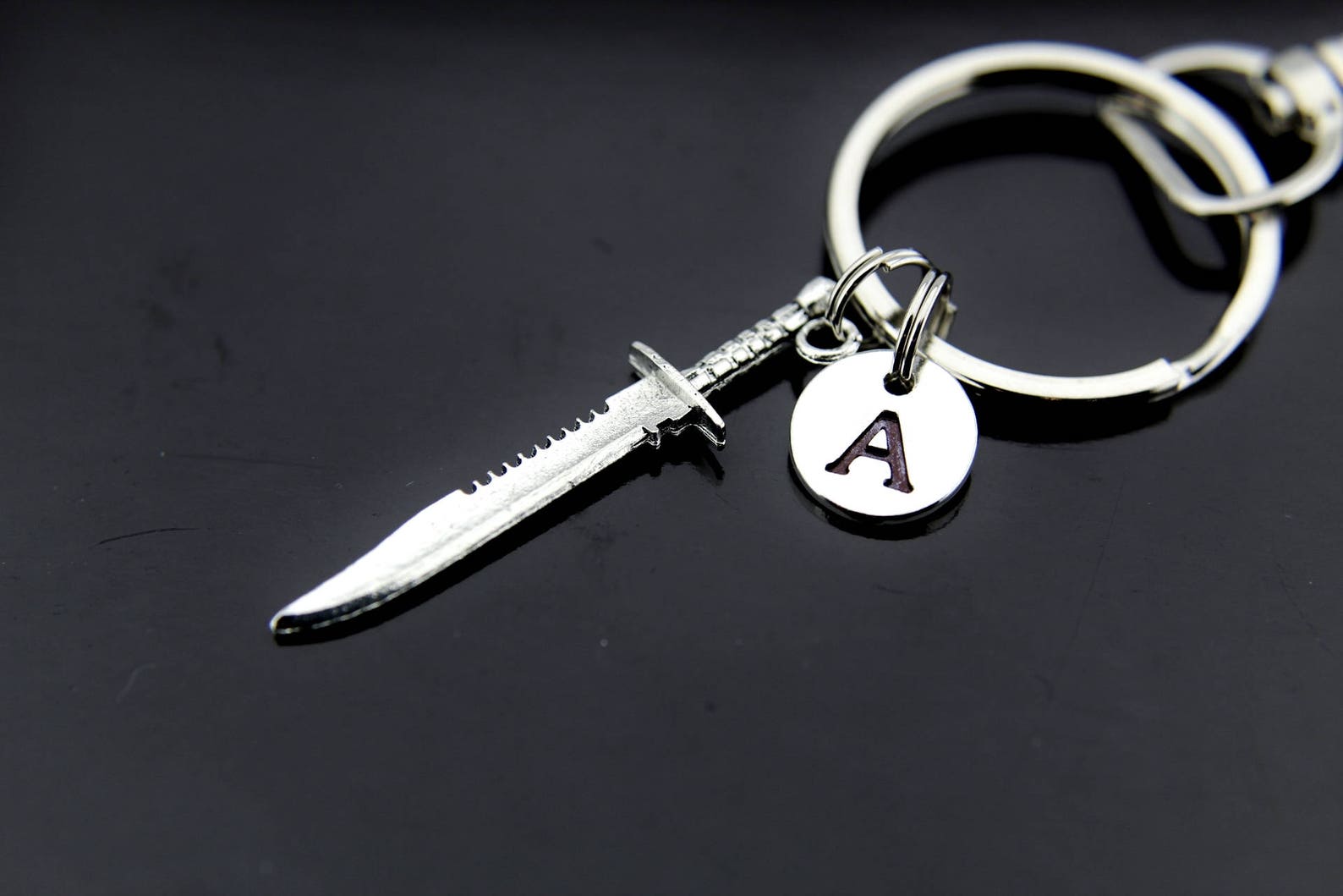 Dagger Keychain Sword Keychain Silver Sword Charm Weapon Etsy