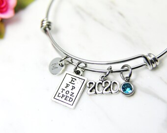 Best Christmas Gift Optometry Bracelet, Eye Chart  Snellen Charm, Medical Eye Doctor Gift, Graduation Gift, Personalized Gift, N3932