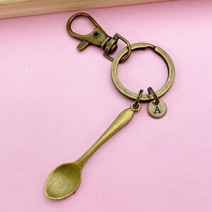 Bronze Kitchen Utensil Spoon Charm Keychain, Personalized Keychain ...