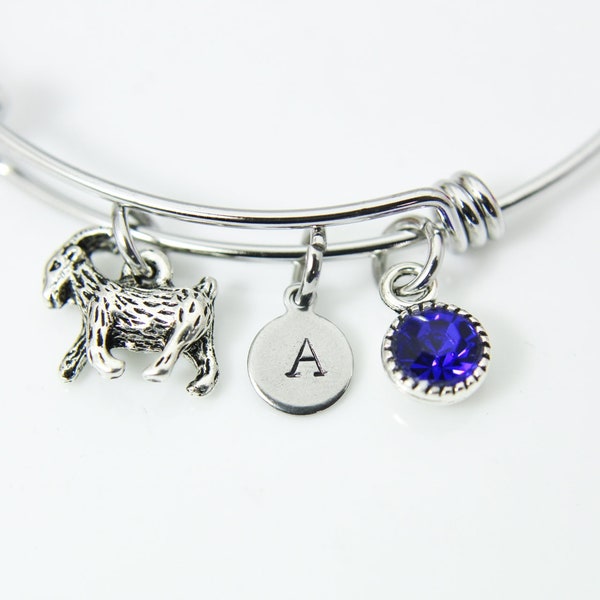Goat Bracelet, Goat Charm, Farm Animal Charm, Farmer Gift, Pet Gift, Farmer Jewelry, Personalized Initial, N1320D