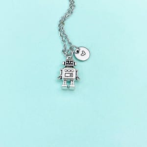 Silver Robot Charm Necklace Robotics Engineer School Gift, N4770