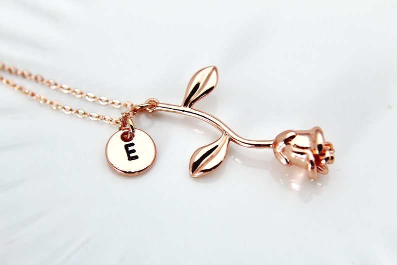 Rose Gold Rose Necklace, Mother's Day Gift, Garden Gifts, Girlfriend Gift, image 3