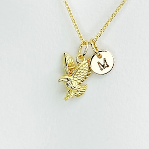 Gold Eagle Charm Necklace, Rose Gold and Silver in Option, KN348