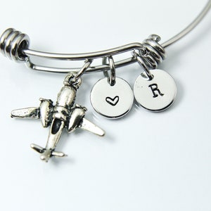 Fighter Airplane Bracelet, Pilot Gift, Pilot Girlfriend Jewelry Gift, N4589