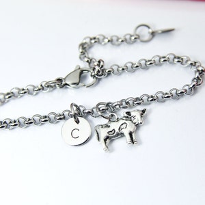 Silver Cow Charm Bracelet, Calf Charm, Baby Cow Animal Charm, Farmers Gift, Stainless Steel Bracelet, Personalized Custom Monogram , N2631