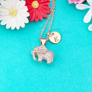 Elephant Charm Necklace in Rose Gold, Luck Gift, N2731