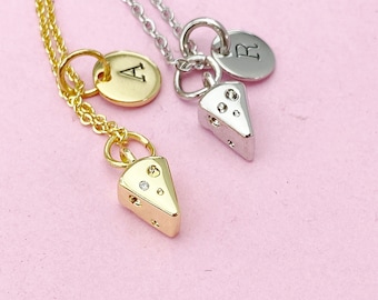 Gold or Silver Cheese Charm Necklace, Wine Lover Jewelry Gifts, N5736
