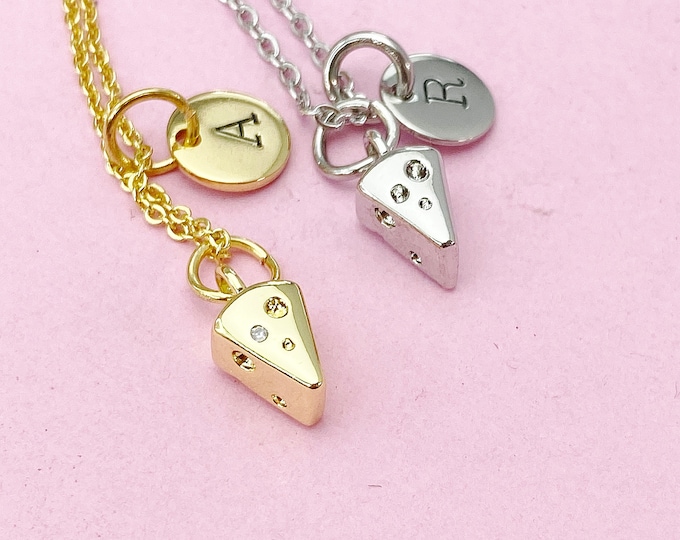 Gold or Silver Cheese Charm Necklace, Wine Lover Jewelry Gifts, N5736
