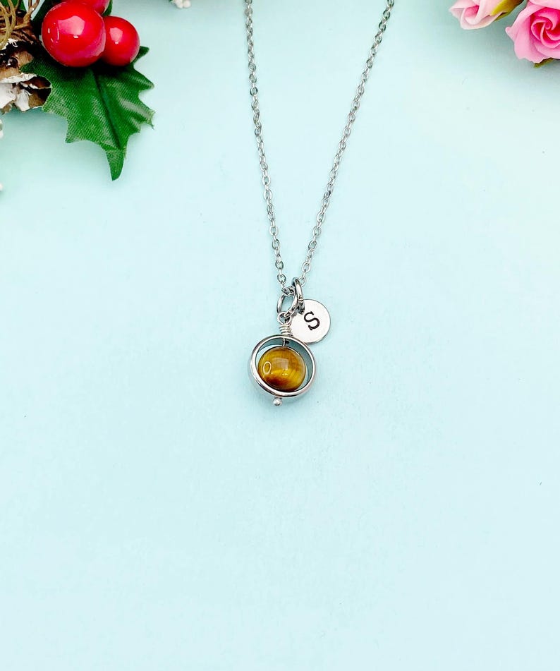 Gold or Silver Tiger Eye Necklace, Natural Gemstone Jewelry, N4691A image 3