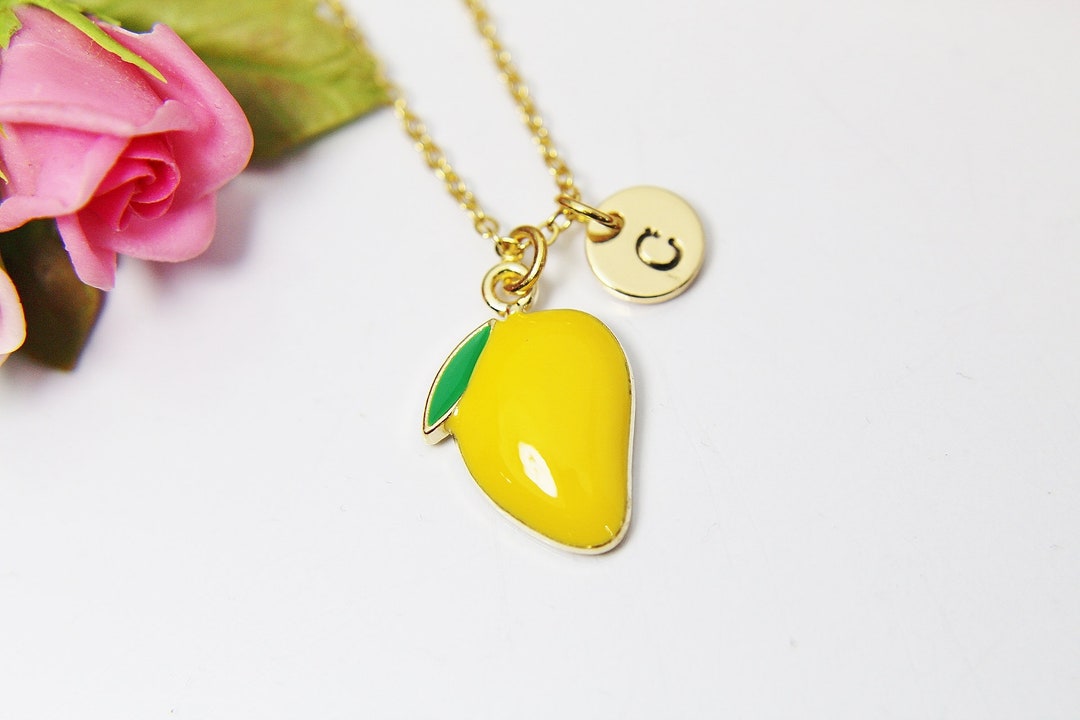Gold Mangoes Charm Necklace Mangoes Tropical Fruit Foodie Etsy