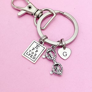 Ophthalmologist Keychain in Silver, Reading Glasses Eye Chart Glasses, AN2828